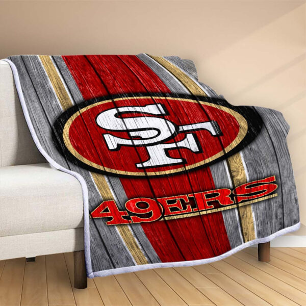 Plaid Équipe de football des 49ers de San Francisco NFL sur bois Couverture Polaire Plaid Canapé – Image 2