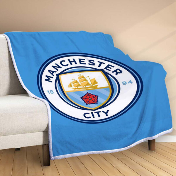 Plaid Manchester City MC FC1 Couverture Polaire Plaid Canapé – Image 2