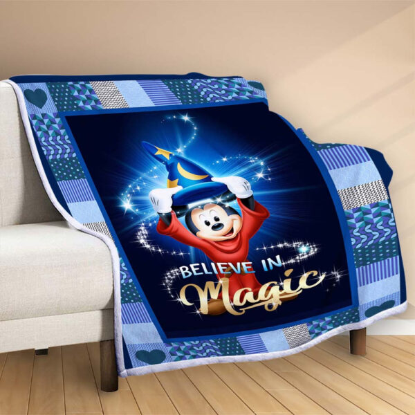 Plaid Magicien Mickey Believe In Magic Couverture Polaire Plaid Canapé – Image 2