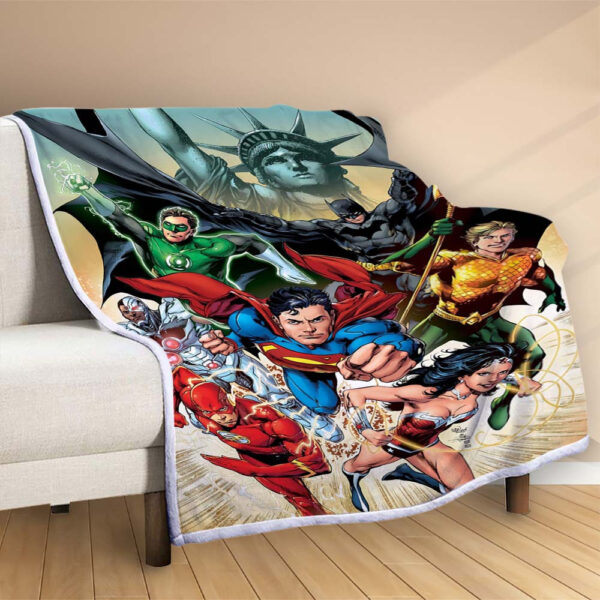 Plaid Justice League sauve le monde Couverture Polaire Plaid Canapé – Image 2
