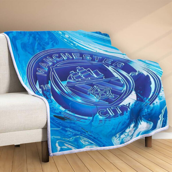 Plaid Manchester City MC FC 9 Couverture Polaire Plaid Canapé – Image 2