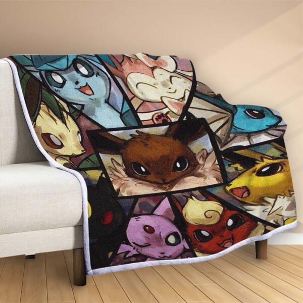 Plaid Pokémon Évoli Évolution Couverture Polaire Plaid Canapé – Image 2