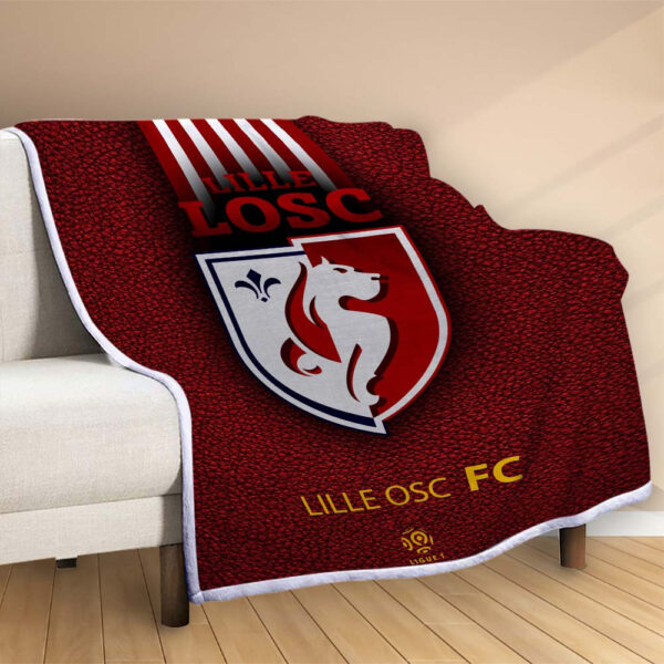 Plaid LOSC Lille OSC FC 7 Couverture Polaire Plaid Canapé – Image 2