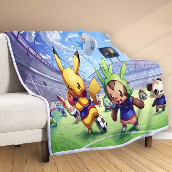 Plaid Pikachu joue au football tellement cool Couverture Polaire Plaid Canapé – Image 2