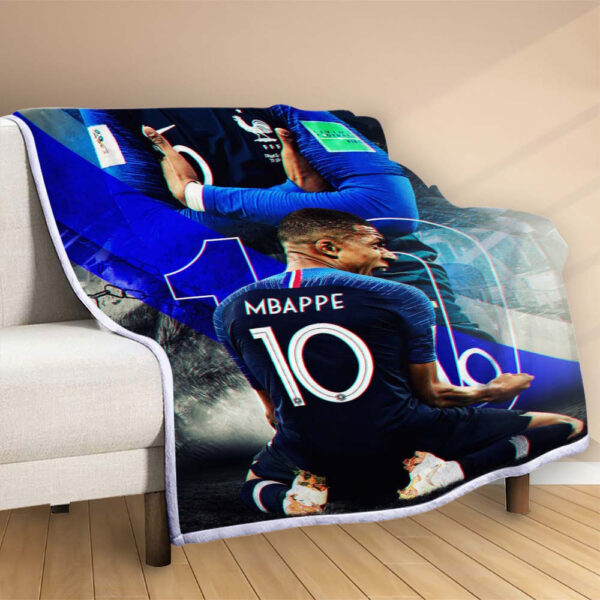 Plaid Mbappe PSG 3 Couverture Polaire Plaid Canapé – Image 2
