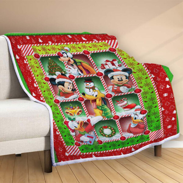 Plaid Joyeux Noël avec Mickey Mouse Dingo et Donald Duck Couverture Polaire Plaid Canapé – Image 2