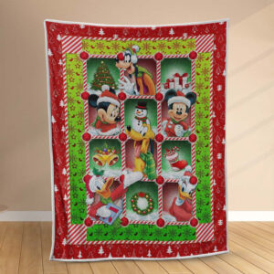 Plaid Joyeux Noël avec Mickey Mouse Dingo et Donald Duck Couverture Polaire Plaid Canapé