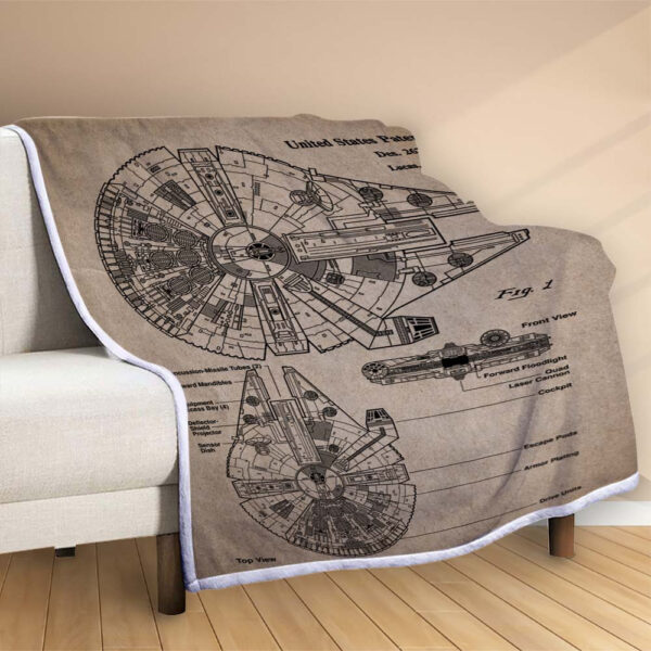 Plaid Millennium Falcon Vaisseau spatial Star Wars Couverture Polaire Plaid Canapé – Image 2
