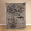 Plaid Millennium Falcon Vaisseau spatial Star Wars Couverture Polaire Plaid Canapé