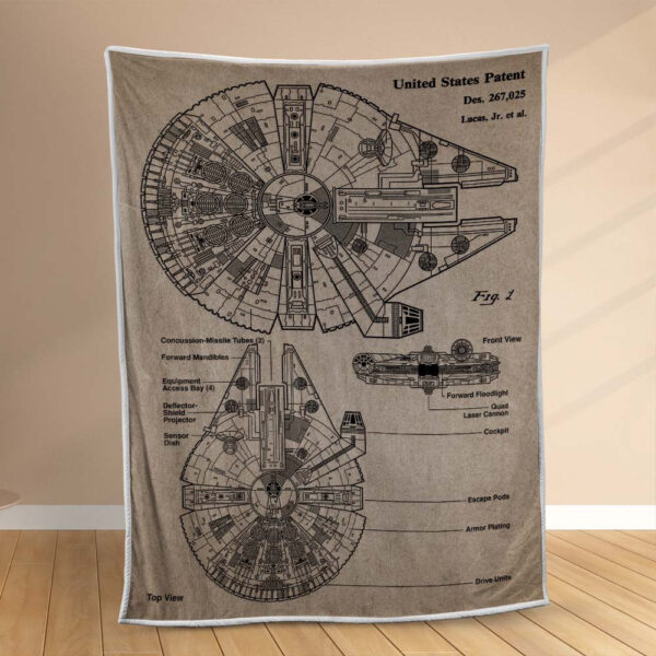 Plaid Millennium Falcon Vaisseau spatial Star Wars Couverture Polaire Plaid Canapé