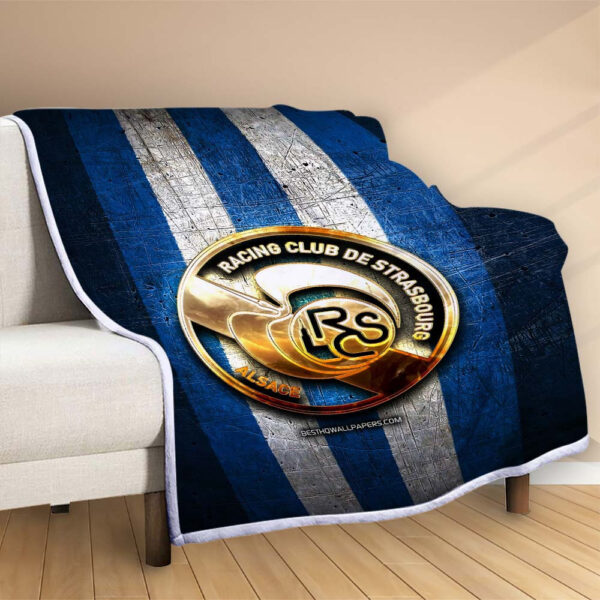 Plaid RC Strasbourg Alsace 2 Couverture Polaire Plaid Canapé – Image 2