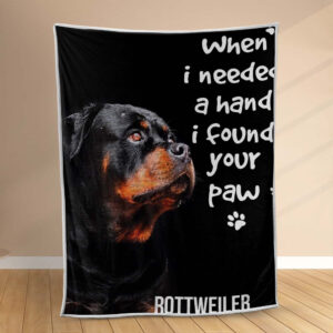 Plaid Citation de Rottweiler Quand j'avais besoin d'un coup de main, j'ai trouvé ta patte Couverture Polaire Plaid Canapé