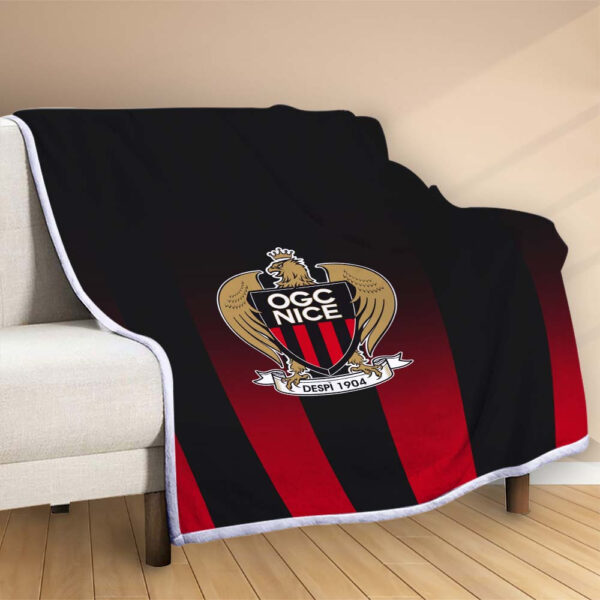 Plaid OGC Nice FC 2 Couverture Polaire Plaid Canapé – Image 2