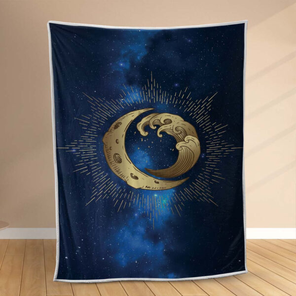 Plaid Lune et Vague Wicca Couverture Polaire Plaid Canapé