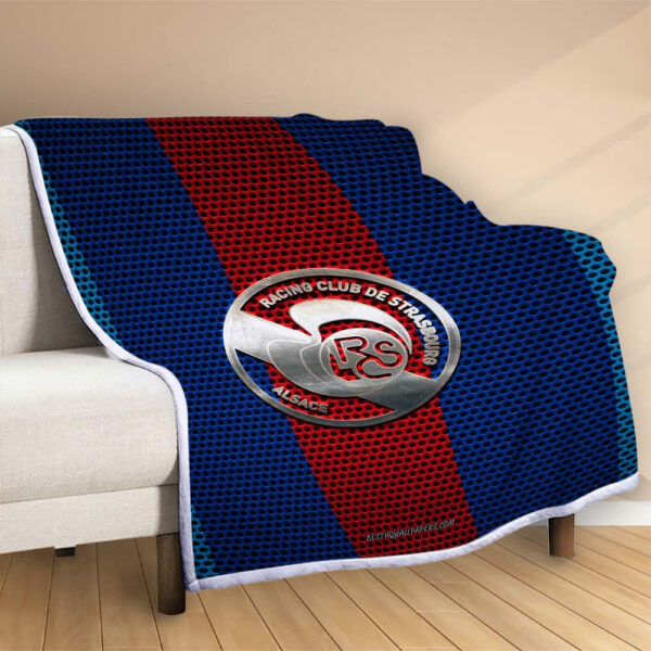 Plaid RC Strasbourg Alsace 1 Couverture Polaire Plaid Canapé – Image 2