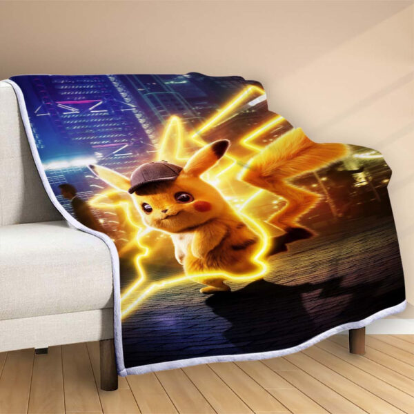 Plaid Pikachu Détective 2 Couverture Polaire Plaid Canapé – Image 2