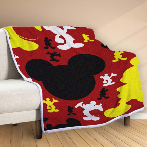 Plaid Silhouette de Mickey Mouse Couverture Polaire Plaid Canapé – Image 2