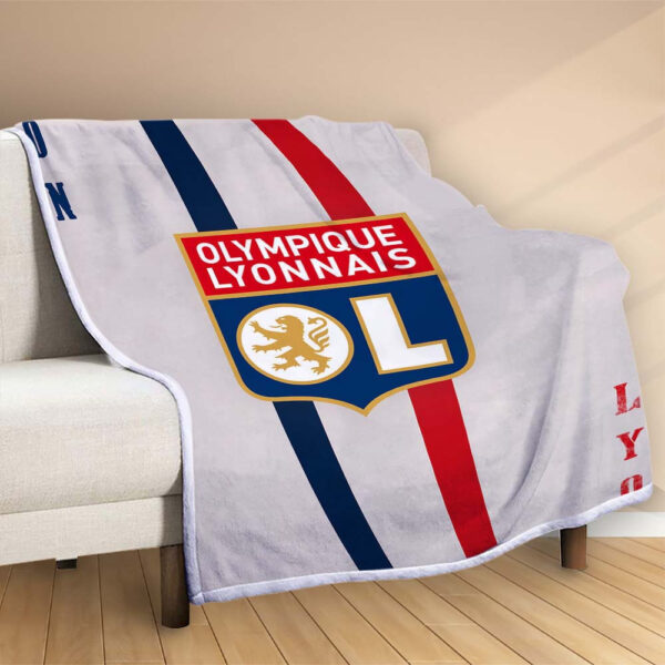 Plaid OL Olympique Lyonnais FC 2 Couverture Polaire Plaid Canapé – Image 2
