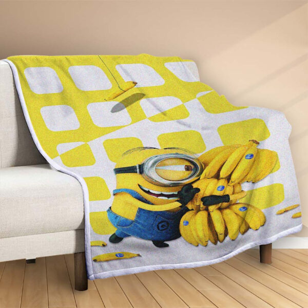 Plaid Minion Amour Banane Couverture Polaire Plaid Canapé – Image 2