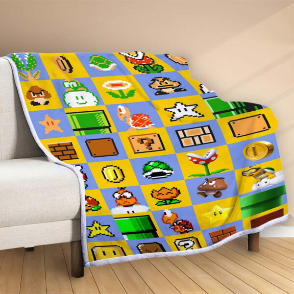 Plaid Jeu d'icônes Super Mario Couverture Polaire Plaid Canapé – Image 2