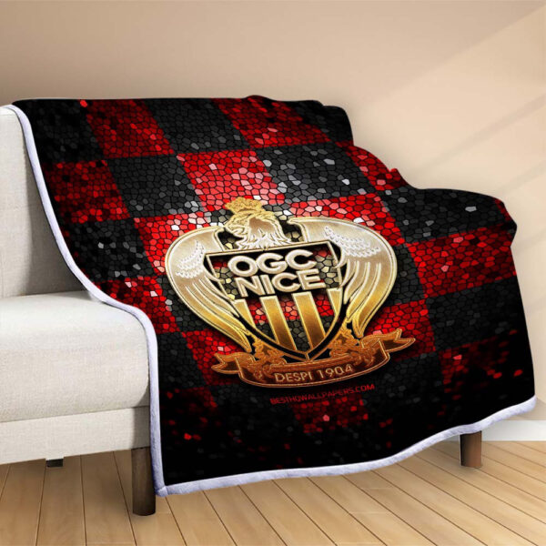 Plaid OGC Nice FC 9 Couverture Polaire Plaid Canapé – Image 2
