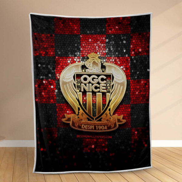 Plaid OGC Nice FC 9 Couverture Polaire Plaid Canapé
