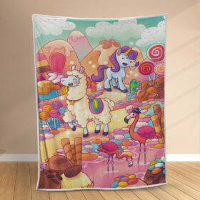 Plaid Licorne Candy World UC02 Couverture Polaire Plaid Canapé