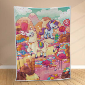 Plaid Licorne Candy World UC02 Couverture Polaire Plaid Canapé