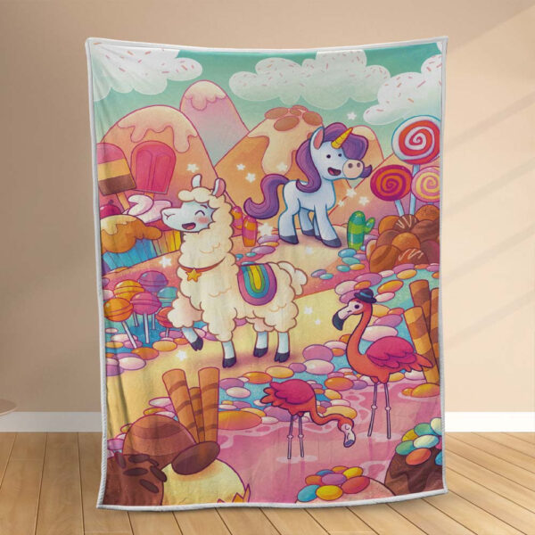 Plaid Licorne Candy World UC02 Couverture Polaire Plaid Canapé