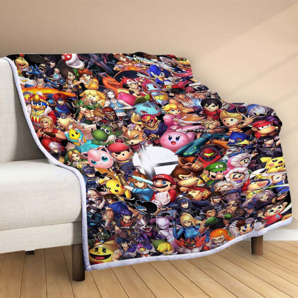 Plaid Tous les personnages de Nintendo Couverture Polaire Plaid Canapé – Image 2