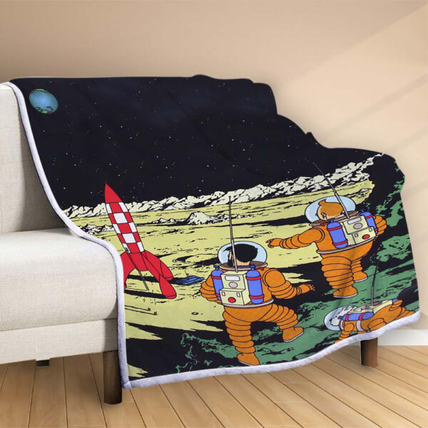 Plaid Les aventures de Tintin Couverture Polaire Plaid Canapé – Image 2