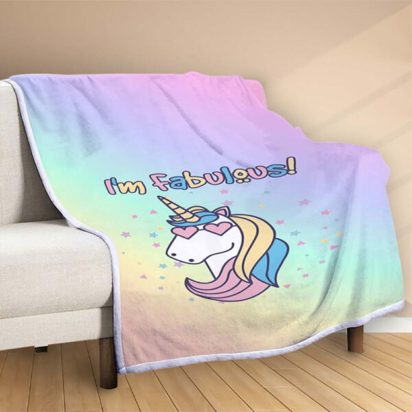 Plaid Licorne arc-en-ciel fabuleux UC04 Couverture Polaire Plaid Canapé – Image 2
