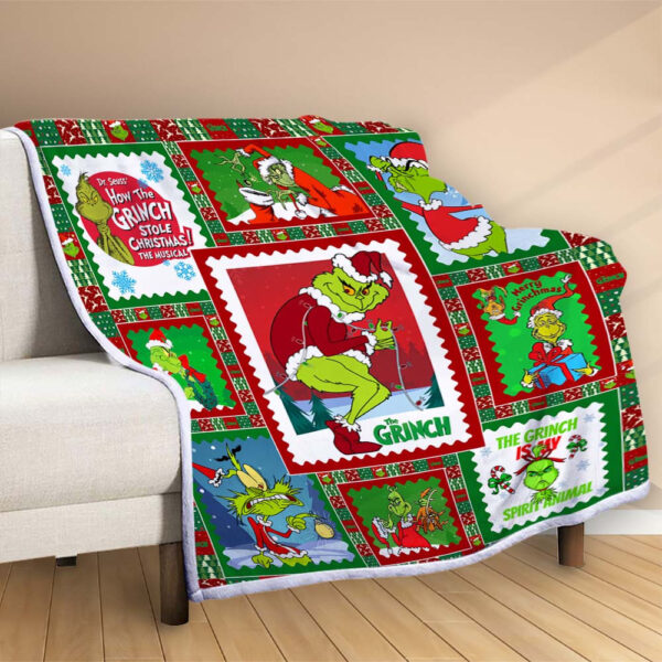 Plaid Le Grinch a volé Noël Couverture Polaire Plaid Canapé – Image 2