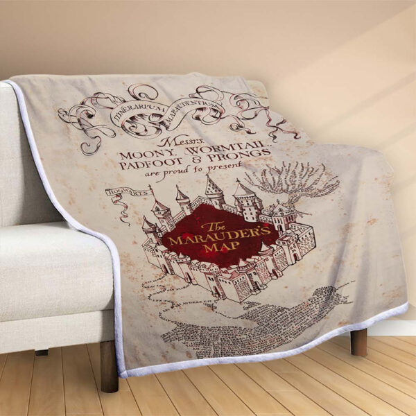 Plaid La carte du Maruader Harry Potter Couverture Polaire Plaid Canapé – Image 2