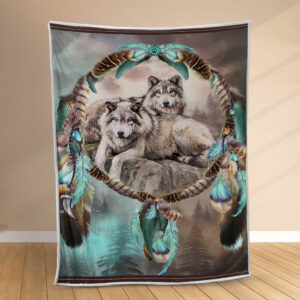Plaid Attrape-rêve animal loup Couverture Polaire Plaid Canapé
