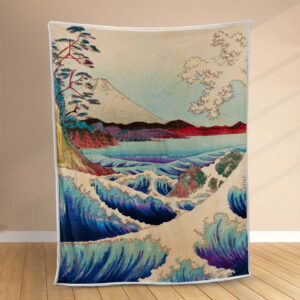 Plaid vague japonaise mont fuji Couverture Polaire Plaid Canapé