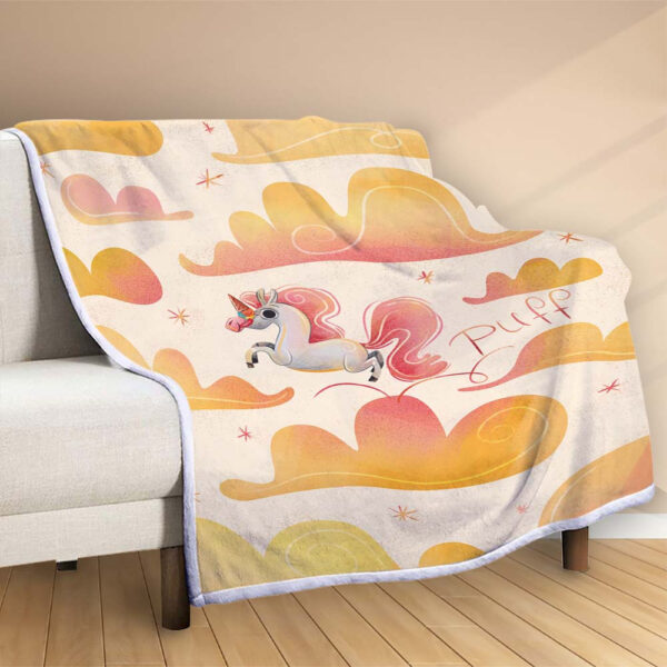 Plaid Licorne volant sur nuage UC03 Couverture Polaire Plaid Canapé – Image 2