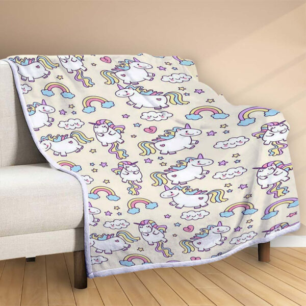 Plaid Motif mignon de licorne UC05 Couverture Polaire Plaid Canapé – Image 2