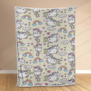 Plaid Motif mignon de licorne UC05 Couverture Polaire Plaid Canapé