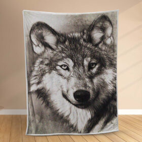 Plaid loup portrait tête prédateur Couverture Polaire Plaid Canapé