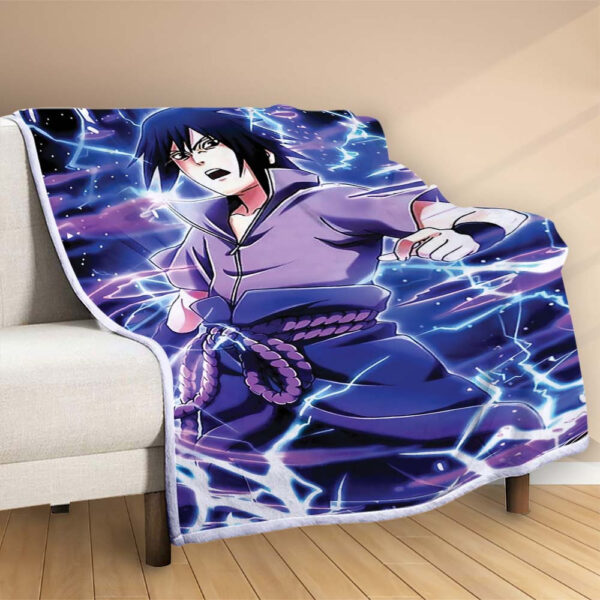 Plaid Uchiha Sasuke dans Naruto personnage 1001 Couverture Polaire Plaid Canapé – Image 2