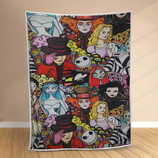 Plaid Tim Burton Personnages 2 Couverture Polaire Plaid Canapé