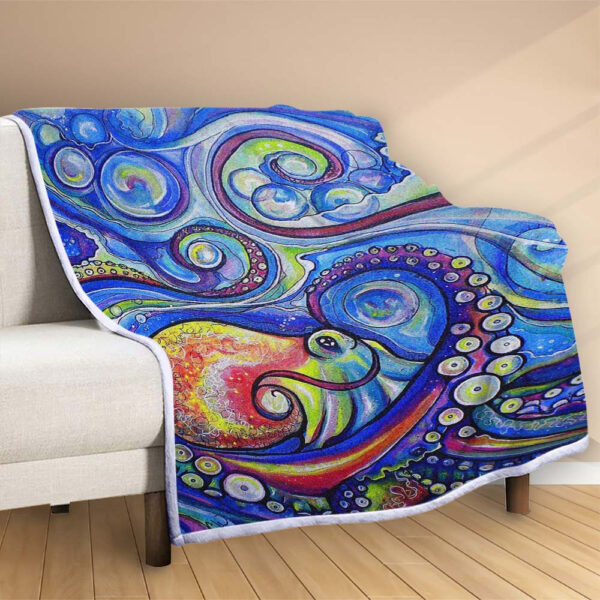 Plaid Tourbillonnant Octopus Surf Art Sea Life Couverture Polaire Plaid Canapé – Image 2