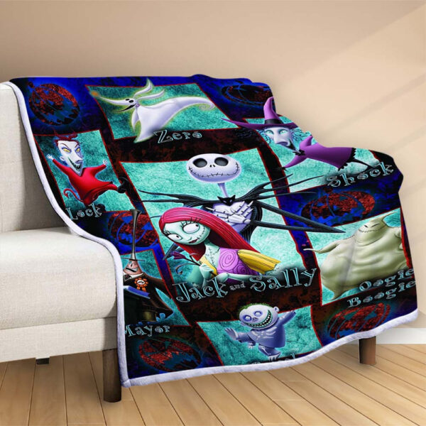 Plaid L'Étrange Noël de monsieur Jack Jack et Sally Couverture Polaire Plaid Canapé – Image 2
