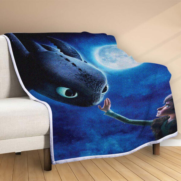 Plaid Toothless et Hiccup Touch Couverture Polaire Plaid Canapé – Image 2