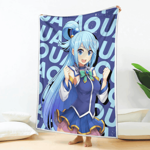 Plaid Aqua KonoSuba Couverture Plaid Polaire Plaid Canapé – Image 2