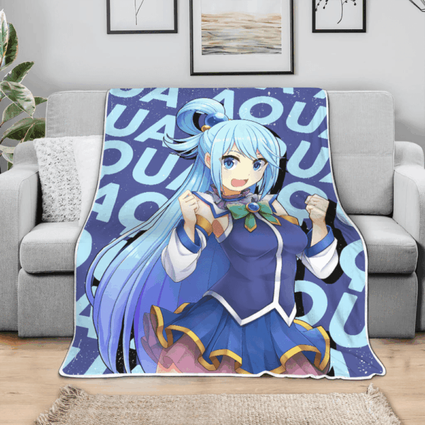 Plaid Aqua KonoSuba Couverture Plaid Polaire Plaid Canapé – Image 3