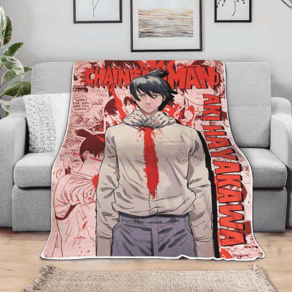 Plaid Aki Hayakawa Chainsaw Man 02 Couverture Plaid Polaire Plaid Canapé – Image 3