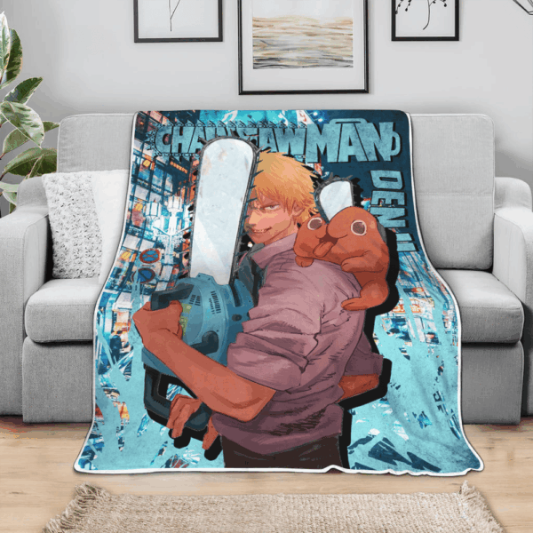 Plaid Denji Chainsaw Man 02 Couverture Plaid Polaire Plaid Canapé – Image 3