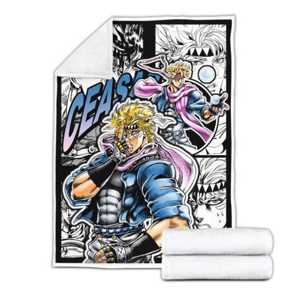 Plaid Caesar Zeppeli JJBA JoJo's bizarre adventure Couverture Plaid Polaire Plaid Canapé – Image 3